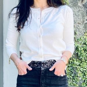 White Long Sleeve Cardigan